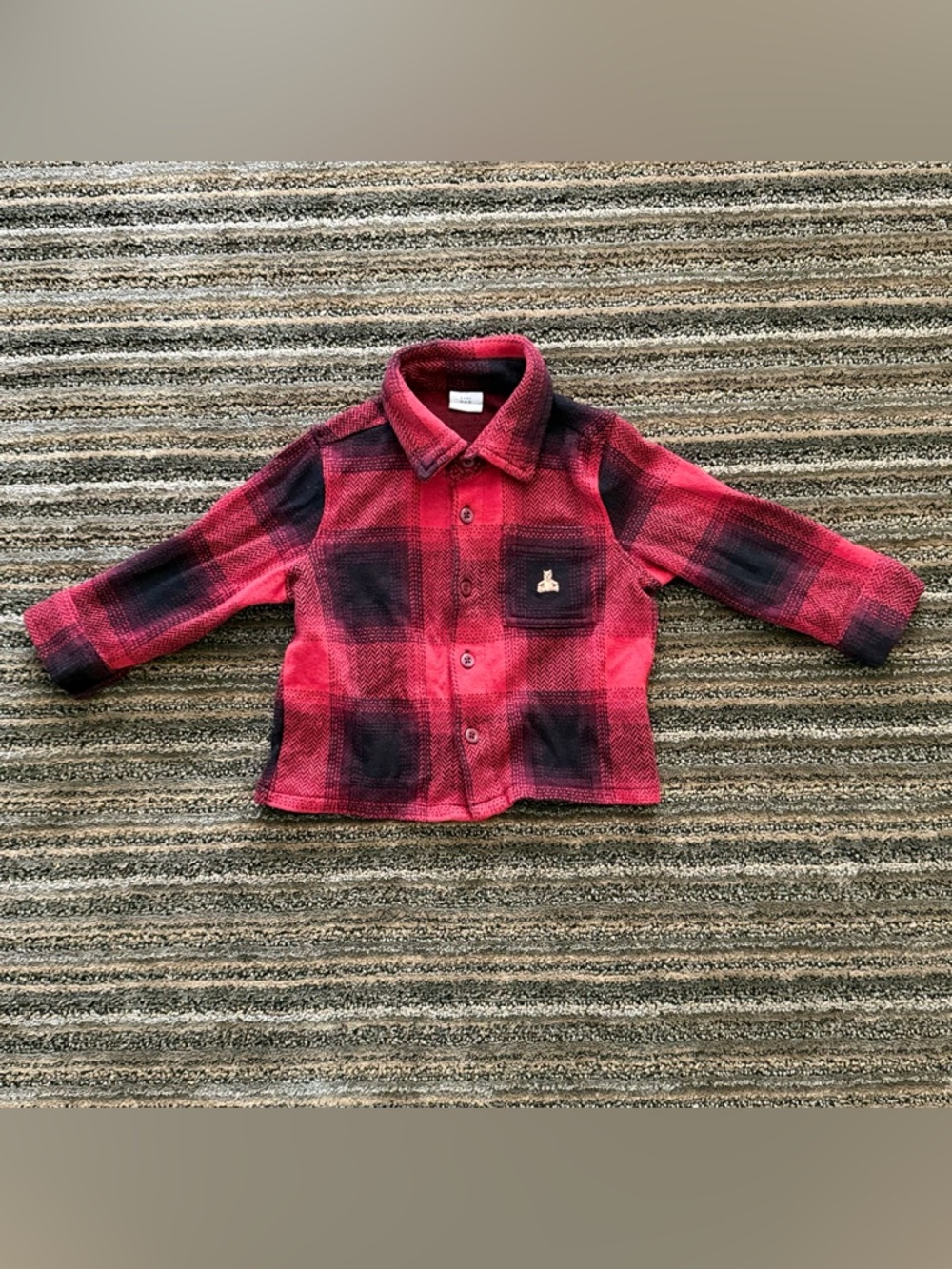 GAP Baby Red and Black Plaid Button-Down Shirt Jacket